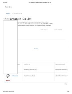 Ark Creature IDs and Spawn Commands | PDF