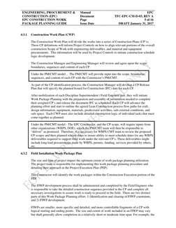 ENGINEERING, PROCUREMENT & 
CONSTRUCTION (EPC) 
EPC CONSTRUCTION WORK 
PACKAGE PLANNING GUIDE 
Manual 
Document 
Page 
Issue