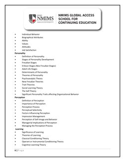 • 
Individual Behavior 
 
• 
Biographical Attributes 
 
• 
Ability 
 
• 
Values 
 
• 
Attitudes 
 
• 
Job Sat