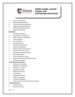 • 
Social Learning Theory 
 
• 
Meaning of Reinforcement 
 
• 
Learning through Reinforcement 
 
• 
Organizat