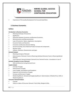 • 
Importance of Personality Development for Encountering Politics 
 
 
 
3. Business Economics 
 
Syllabus