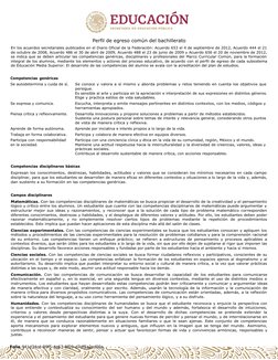 Perfil de egreso común del bachillerato
En los acuerdos secretariales publicados en el Diario Oficial de la Federación: Acuer