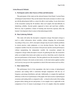Page 7 of 11 
 
Action Research Methods 
A. Participants and/or other Sources of Data and Information 
The participants of th