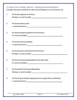 5 Subject: English                                        Grade: 8                                             Mr. Mohamed Ya