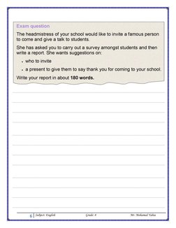 6 Subject: English                                        Grade: 8                                             Mr. Mohamed Ya