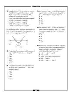15. Triangles GHI and PQR are similar and isosceles.
If side HG of triangle GHI is congruent to side
PQ, its corresponding si