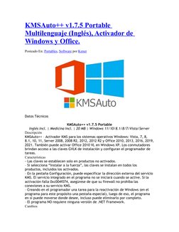 KMSAuto V1 7 5 Portable Activador Windows Y Office PDF KMSAuto V1 7 5 Portable Activador Windows Y Office PDF