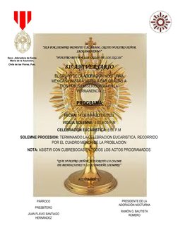 Secc. Adoradora de Santa 
María de la Asunción, 
Chila de las Flores, Pue. 
 
 
 
81º ANIVERSARIO 
EL GRUPO DE LA ADORACIÓN