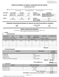 SALN Form Sample for 2022 | PDF | Net Worth | Economies