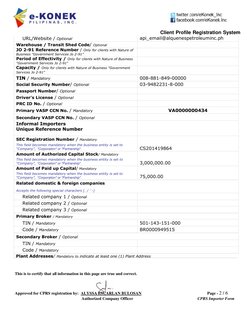 Client Profile Registration System 
Page - 2 / 6 
CPRS Importer Form 
Approved for CPRS registration by: ALYSSA ESCARLAN BULO