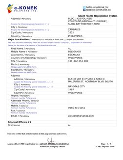 Client Profile Registration System 
Page - 3 / 6 
CPRS Importer Form 
Approved for CPRS registration by: ALYSSA ESCARLAN BULO