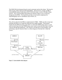 The XESS XSA development board is used to prototype and test the design.  The board is 
built around a Xilinx Spartan-II XC