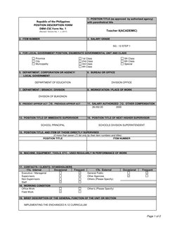 9.  PRESENT APPROP ACT
11.  SALARY AUTHORIZED
17a.  Internal
Occasional
Frequent
17b.  External
Occasional
Frequent
Executive