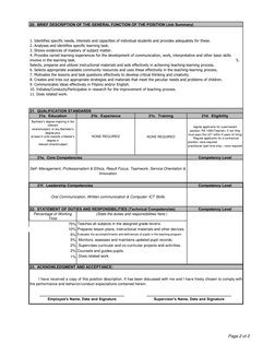 21a.  Education
21c.  Training
Bachelor’s degree majoring in the 
relevant
strand/subject; or any Bachelor’s 
degree plus
at