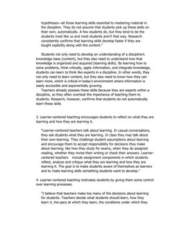 hypotheses—all those learning skills essential to mastering material in
the discipline. They do not assume that students pick