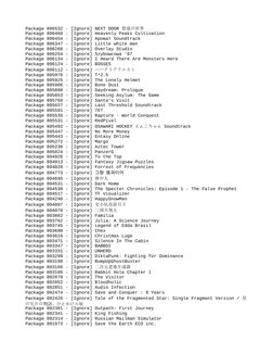 Package 806532 - [Ignore] NEXT DOOR 悠遠の世界
Package 806460 - [Ignore] Heavenly Peaks Cultivation
Package 806454 - [Ignore] Аром