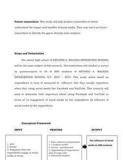 Future researchers: This study will help student researchers to better 
understand the impact and benefits of social media. T