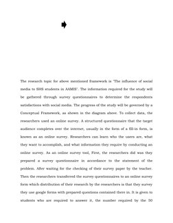 The research topic for above mentioned framework is "The influence of social
media to SHS students in AAMIS". The informat