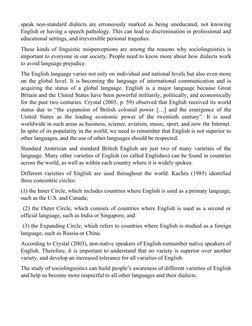 speak non-standard dialects are erroneously marked as being uneducated, not knowing
English or having a speech pathology. Thi