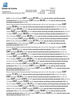 Página 6
Número de Cuenta
Fecha Siguiente Fecha
Tarjetahabiente
3766-652491-25002
de Corte
de Corte
JORGE ALEJANDRO MORALES O