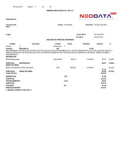 05-may-2015
Pagina: 
7
de
20
INMOBILIARIA ROJEC S.A. DE C.V.
Dependencia:
 
 
 
Concurso No.
 
Fecha: 2015/05/05
Duración: 30