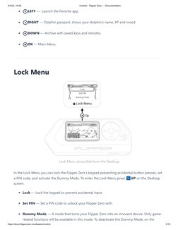 3/4/23, 19:25
Control - Flipper Zero — Documentation
https://docs.flipperzero.one/basics/control
3/10
Lock Menu
Lock Menu acc
