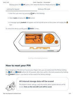 3/4/23, 19:25
Control - Flipper Zero — Documentation
https://docs.flipperzero.one/basics/control
4/10
Locking the keypad
Sett