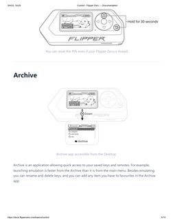 3/4/23, 19:25
Control - Flipper Zero — Documentation
https://docs.flipperzero.one/basics/control
5/10
You can reset the PIN e