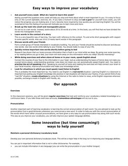 (6) of (188)
Easy ways to improve your vocabulary

Ask yourself every week: What do I want to learn this week?
Asking yourse