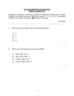 PSLE Foundation Math Paper 1 & 2 | PDF