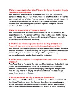 1.What is meant by Absolute Milan? What in the Extract shows that Antonio 
has become Absolute Milan? 
Ans. The word Absolute