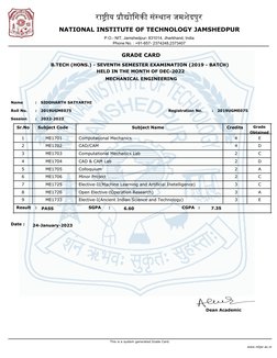 B.Tech Mechanical Engineering Grade Card | PDF | Engineering