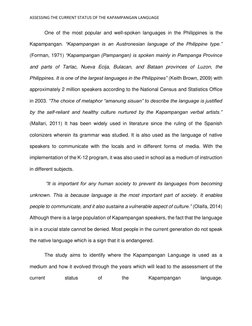 Pompahan Language Current Status of Kapampangan Language | PDF | Linguistics | Human ...
