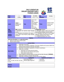Year 2 Phonics Lesson Plan | PDF | Phonics | Cognition