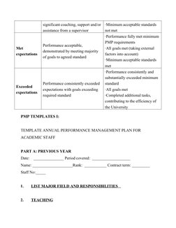 significant coaching, support and/or 
assistance from a supervisor
·Minimum acceptable standards 
not met
Met 
expectations
P