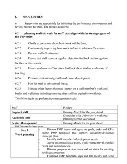 6.
PROCEDURES:
6.1        Supervisors are responsible for initiating the performance development and
review process for staff