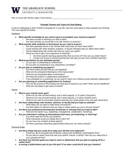 Plan to revisit with Advisor (date or time frame):_______________________________________
Possible Themes and Topics for Goal