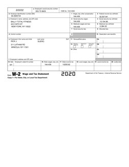 22222
a  Employee’s social security number
 OMB No. 1545-0008 
b  Employer identification number (EIN)
c  Employer’s na