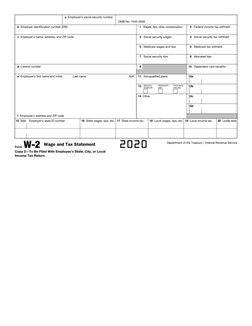 a  Employee’s social security number
OMB No. 1545-0008 
b  Employer identification number (EIN)
c  Employer’s name, add