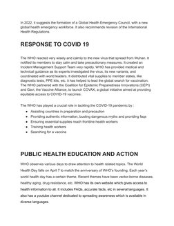 Contributions of WHO to Global Health | PDF | World Health Organization ...