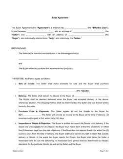Sales Agreement
This Sales Agreement (the “Agreement”) is entered into ____________________ (the “Effective Date”),
by and be
