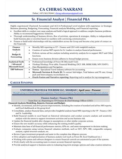 UNIVERSAL TRAVELS & TOURISM LLC, SHARJAH | April 2022 - Present 
 
 
Finance Analyst / Finance P&A 
 
 
CA CHIRAG NAKRANI
