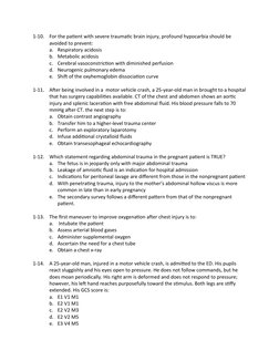 1-10.
For the patient with severe traumatic brain injury, profound hypocarbia should be 
avoided to prevent:
a. Respiratory a
