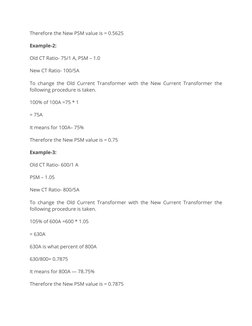 PSM and TMS Settings in Relays | PDF | Relay | Transformer