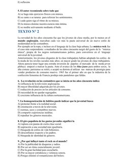E) reflexión
5. El autor recomienda sobre todo que
A) se haga más ejercicios físicos con música.
B) se cante o se tararee  pa