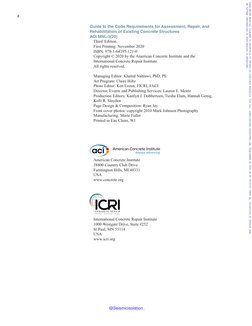Guide to the Code Requirements for Assessment, Repair, and 
Rehabilitation of Existing Concrete Structures 
ACI MNL-3(20)
Thi