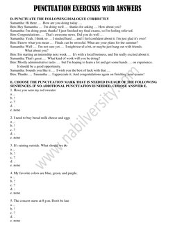 Punctuation Exercises with Answers | PDF | Punctuation | Bracket