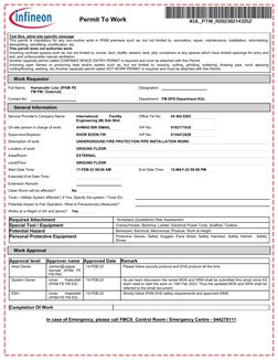 Permit To Work
Text Box, allow site specific message
This permit is mandatory for any non-routine work in IFKM premises such