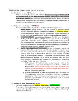 Overview of PDIC Law and Insurance | PDF | Banks | Deposit Insurance