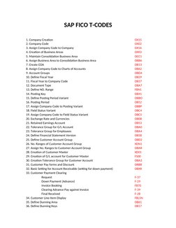 SAP FICO Transaction Codes Overview | PDF